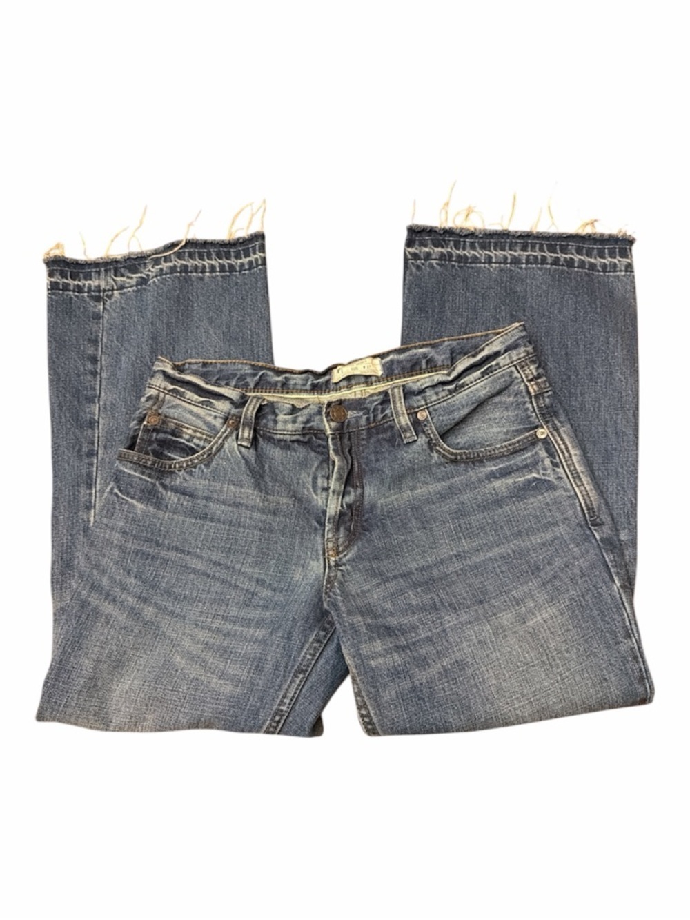 Free People Distressed Hem Medium Blue Wide-Leg Jeans 61855-16515125 - Picture 3 of 9